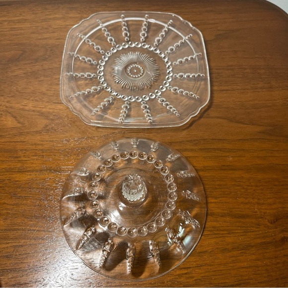 Vintage Crystal Clear Columbia Pattern Glass Butter Dish Lid FEDERAL GLASS 1940s - Picture 3 of 6